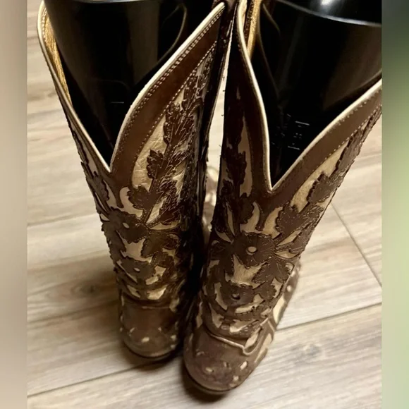 Brown and Cream Charlie 1 Horse Western Cowboy Boots - Picture 4 of 10